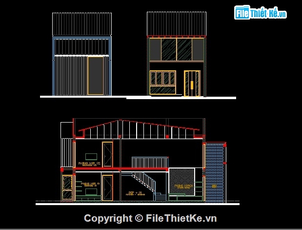 BẢn vẽ nhà 1 tầng có gác lửng KT 5x14m,Bản vẽ nhà 1 tầng KT 5x14m có gác lửng,Bản vẽ nhà 5x14m. 1 tầng + 1 gác lửng,bản vẽ nhà 1 tầng có gác lửng